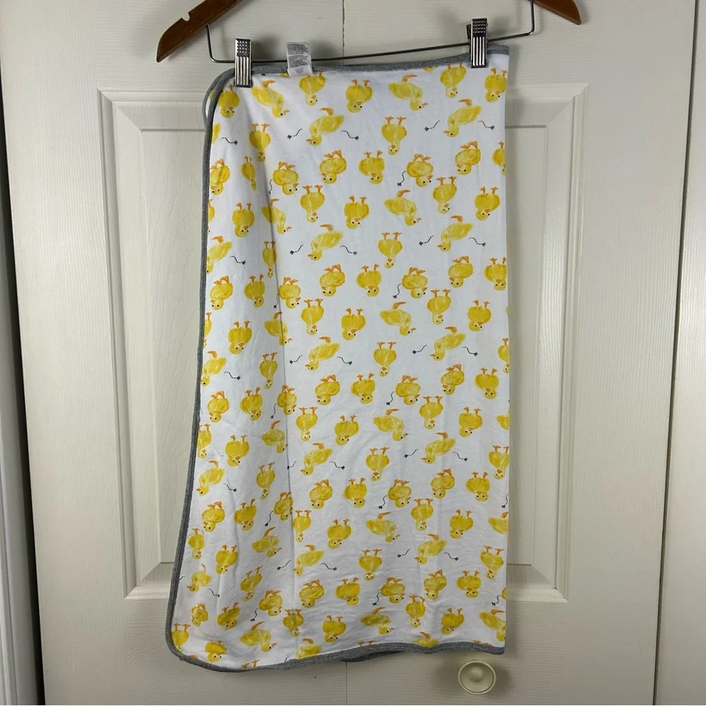 Burt's Bees Baby Hooded Towel Terry Cloth Duck Print Gray White Yellow Duckling